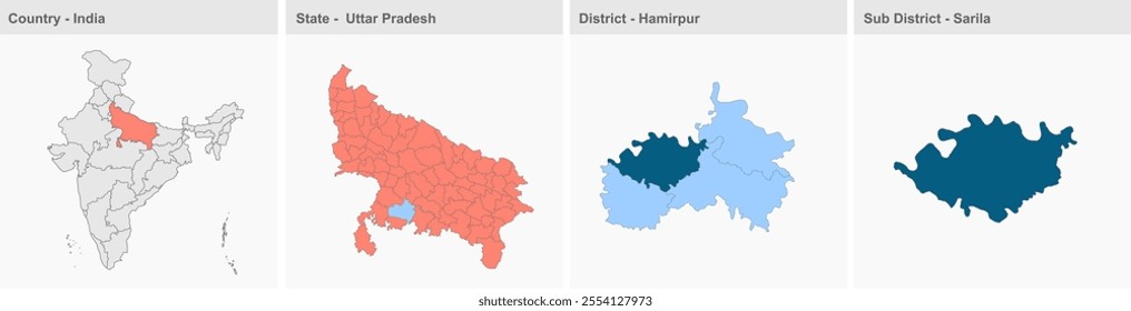 Sarila map, Hamirpur District,Uttar Pradesh State, Republic of India, Government of  Uttar Pradesh, Indian territory, Eastern India, politics, village, tourism