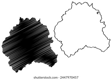 Sarine District (Switzerland, Swiss Confederation, Canton of Fribourg or Freiburg) map vector illustration, scribble sketch Saanebezirk or District de la Sarena map