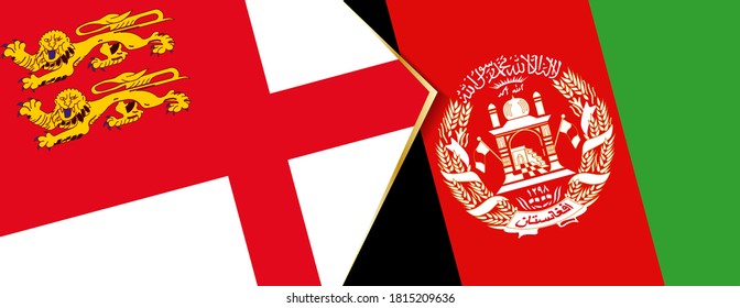 Sark and Afghanistan flags, two vector flags symbol of relationship or confrontation.