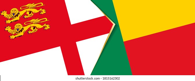 Sark and Benin flags, two vector flags symbol of relationship or confrontation.