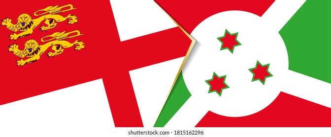 Banderas de Sark y Burundi, dos banderas vectoriales símbolo de relación o enfrentamiento.