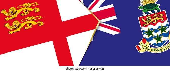 Banderas de las Islas Sark y Caimán, dos banderas vectoriales símbolo de relación o enfrentamiento.