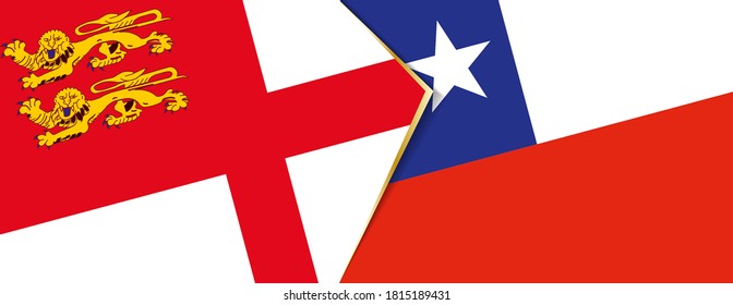Sark and Chile flags, two vector flags symbol of relationship or confrontation.