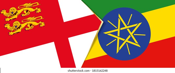 Sark and Ethiopia flags, two vector flags symbol of relationship or confrontation.
