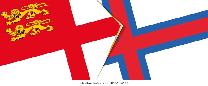 Sark and Faroe Islands flags, two vector flags symbol of relationship or confrontation.