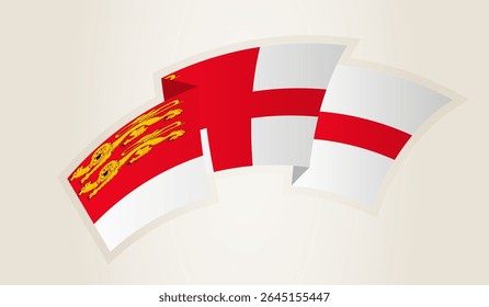Bandeira Sark em forma de fita abstrata, símbolo nacional do Sark. Este vetor é ideal para uso em eventos nacionais, Dia da Independência, competições desportivas internacionais.