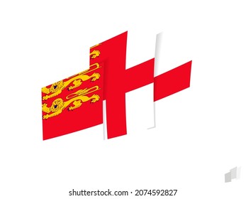 Sark flag in an abstract ripped design. Modern design of the Sark flag. Vector icon.