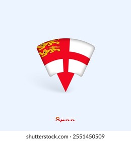 Sark Flag Map Pointer Design with Shadow. Vector illustrator.