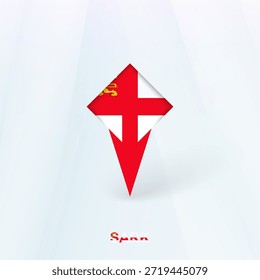 Icono de Pin de la bandera de tiburón con diseño geométrico. Ilustración vectorial.