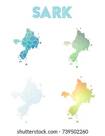 Sark geometric polygonal, mosaic style island maps collection. Modern design for your infographics or presentation.