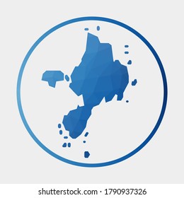 Sark icon. Polygonal map of the island in gradient ring. Round low poly Sark sign. Vector illustration.
