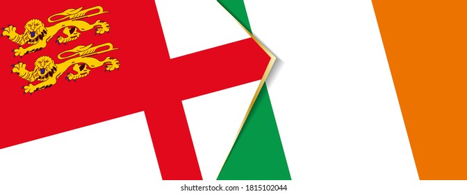Sark and Ireland flags, two vector flags symbol of relationship or confrontation.