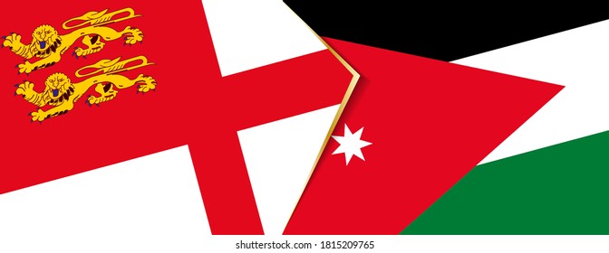 Sark and Jordan flags, two vector flags symbol of relationship or confrontation.