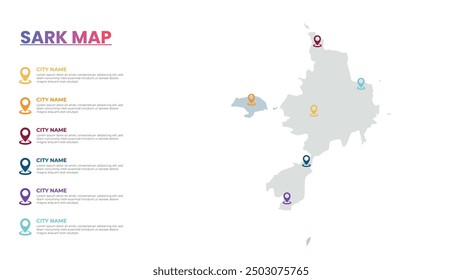 Sark Modern Map Infographic Template, Detailed infographic map of Sark Popular City