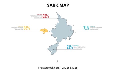 Sark Modern Map Percentage Infographic Template, Detailed infographic map of Sark