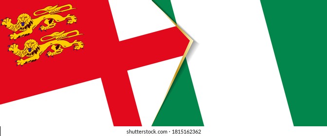Sark and Nigeria flags, two vector flags symbol of relationship or confrontation.
