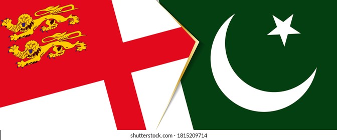 Sark and Pakistan flags, two vector flags symbol of relationship or confrontation.