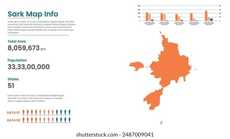 Sark political map of administrative divisions states, Colorful states in Sark map infographic, Sark Map Info, Sark Population.