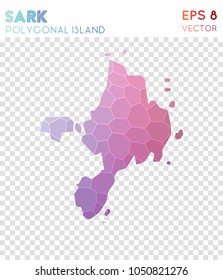 Sark polygonal, mosaic style island map. Mesmerizing low poly style, modern design for infographics or presentation.