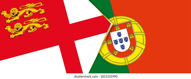 Sark and Portugal flags, two vector flags symbol of relationship or confrontation.
