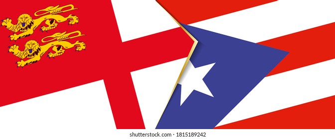 Sark and Puerto Rico flags, two vector flags symbol of relationship or confrontation.