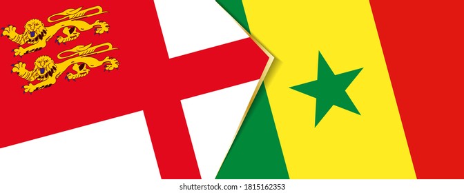 Sark and Senegal flags, two vector flags symbol of relationship or confrontation.