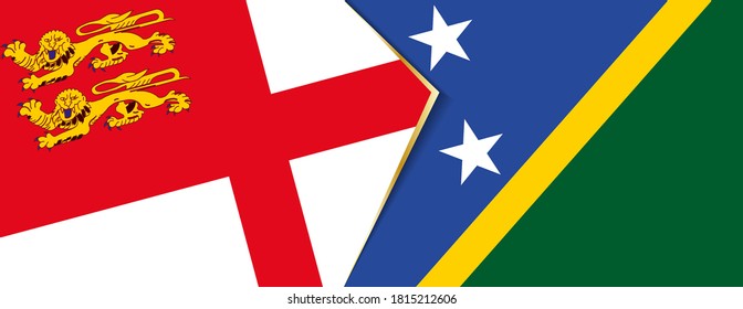 Sark and Solomon Islands flags, two vector flags symbol of relationship or confrontation.