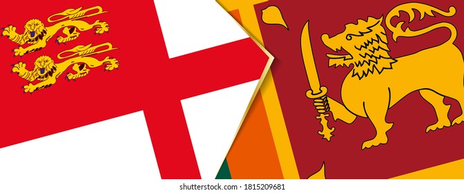 Sark and Sri Lanka flags, two vector flags symbol of relationship or confrontation.