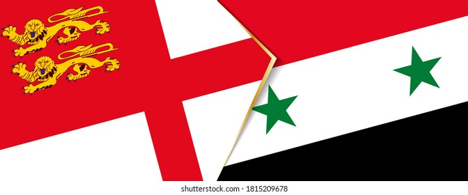 Sark and Syria flags, two vector flags symbol of relationship or confrontation.