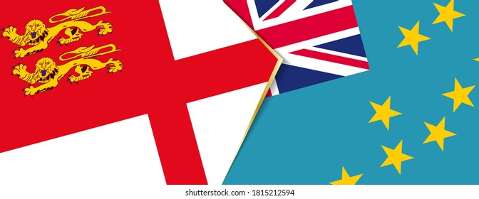 Sark and Tuvalu flags, two vector flags symbol of relationship or confrontation.