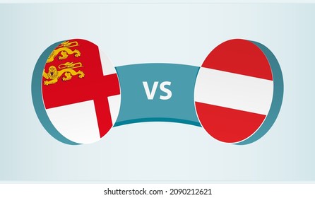 Sark versus Austria, team sports competition concept. Round flag of countries.