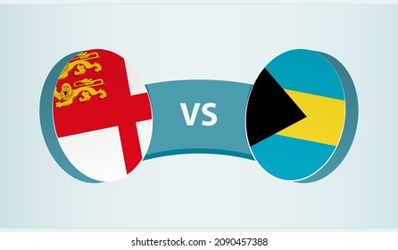 Sark versus The Bahamas, team sports competition concept. Round flag of countries.