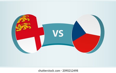 Sark versus Czech Republic, team sports competition concept. Round flag of countries.