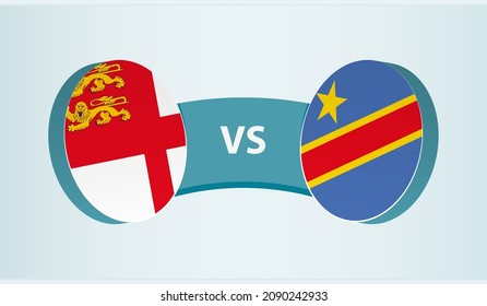 Sark versus DR Congo, team sports competition concept. Round flag of countries.