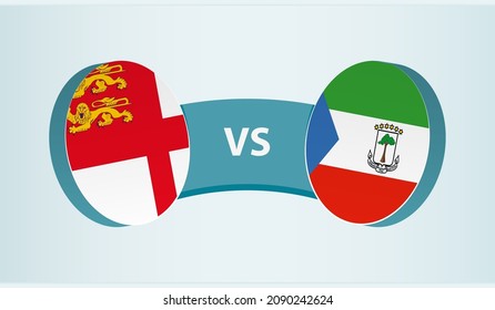 Sark versus Equatorial Guinea, team sports competition concept. Round flag of countries.