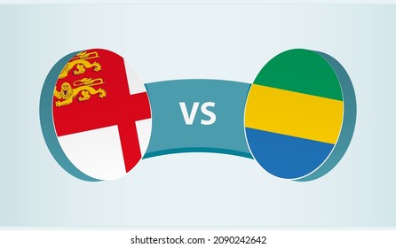 Sark versus Gabon, team sports competition concept. Round flag of countries.