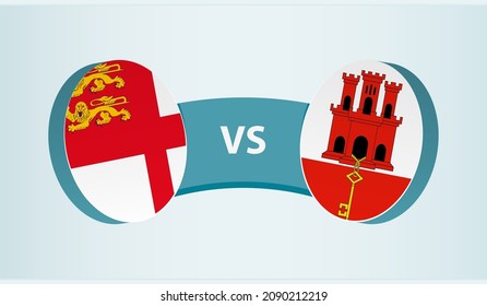 Sark versus Gibraltar, team sports competition concept. Round flag of countries.