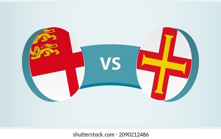 Sark versus Guernsey, team sports competition concept. Round flag of countries.