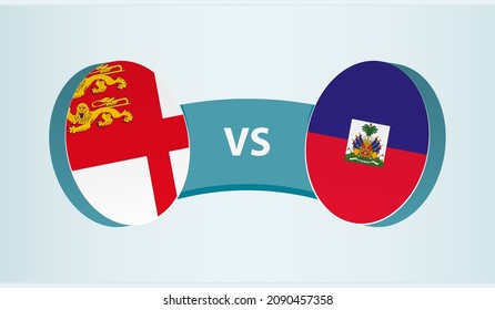 Sark versus Haiti, team sports competition concept. Round flag of countries.