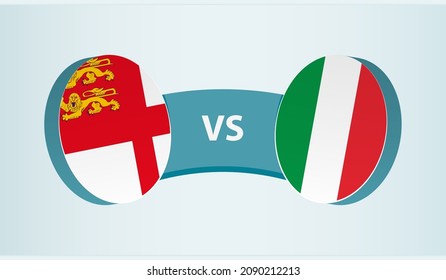 Sark versus Italy, team sports competition concept. Round flag of countries.