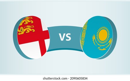 Sark versus Kazakhstan, team sports competition concept. Round flag of countries.