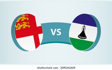 Sark versus Lesotho, team sports competition concept. Round flag of countries.