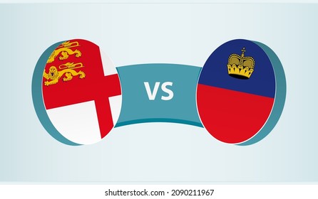 Sark versus Liechtenstein, team sports competition concept. Round flag of countries.