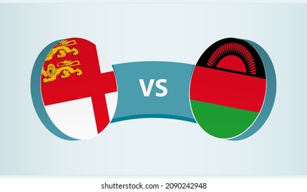 Sark versus Malawi, team sports competition concept. Round flag of countries.