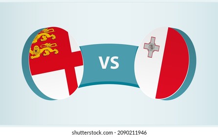Sark versus Malta, team sports competition concept. Round flag of countries.