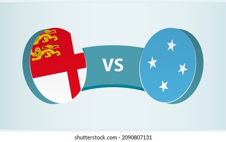 Sark versus Micronesia, team sports competition concept. Round flag of countries.