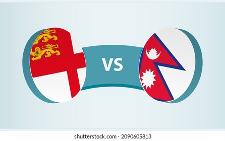Sark versus Nepal, team sports competition concept. Round flag of countries.