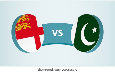 Sark versus Pakistan, team sports competition concept. Round flag of countries.