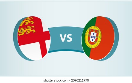 Sark versus Portugal, team sports competition concept. Round flag of countries.