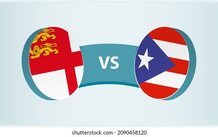 Sark versus Puerto Rico, team sports competition concept. Round flag of countries.